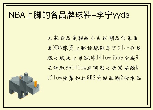 NBA上脚的各品牌球鞋-李宁yyds